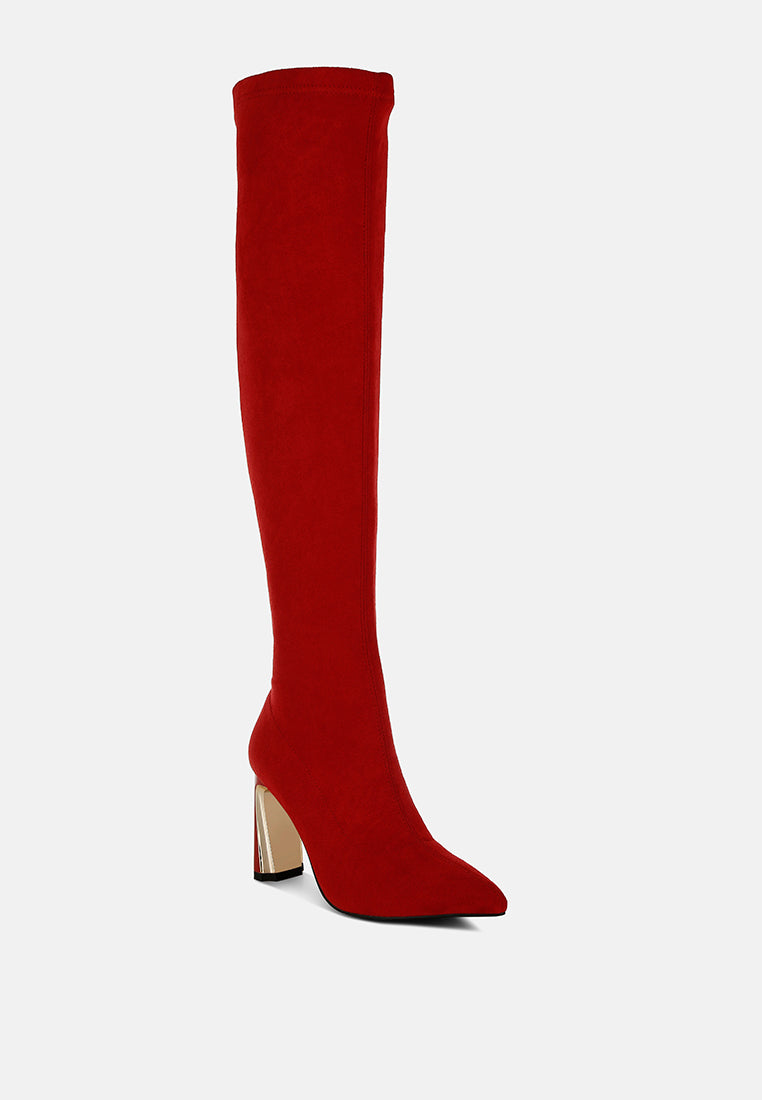 slim block heel long boots#colour_red