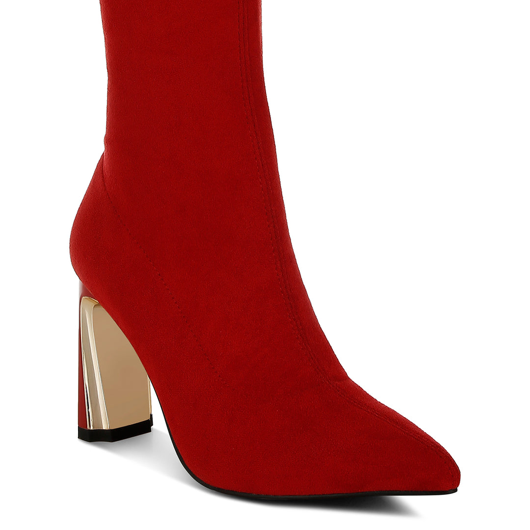 slim block heel long boots#color_red