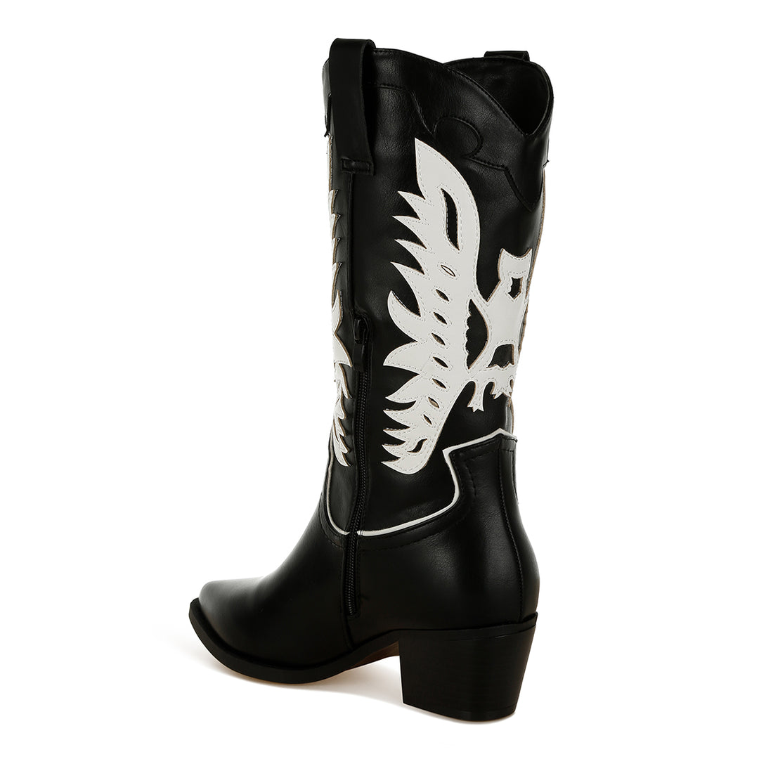 winged patchwork cowboy boots#color_black