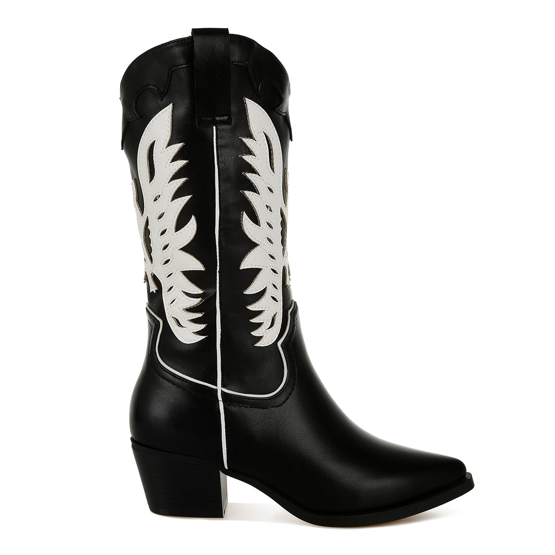 winged patchwork cowboy boots#color_black