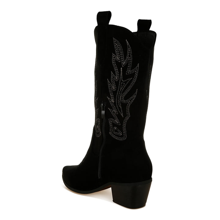 embroidery detail cowboy boots#color_black