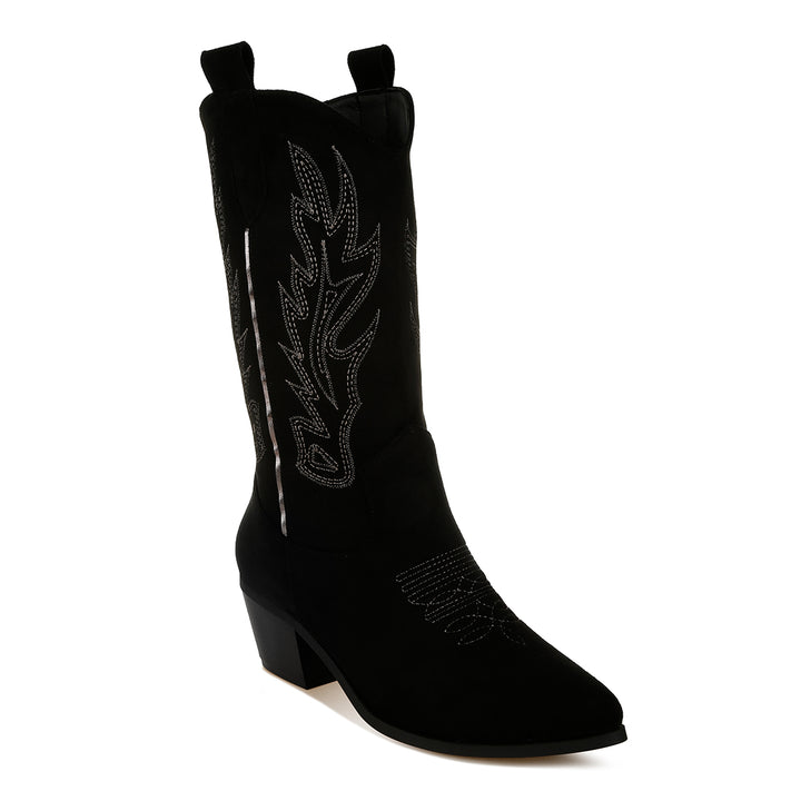 embroidery detail cowboy boots#color_black