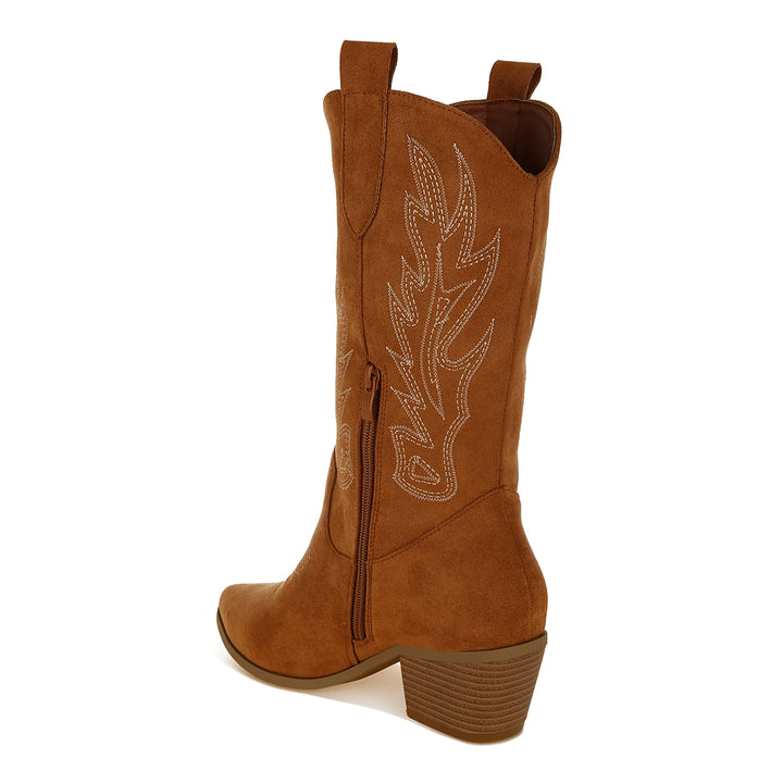 embroidery detail cowboy boots#color_tan