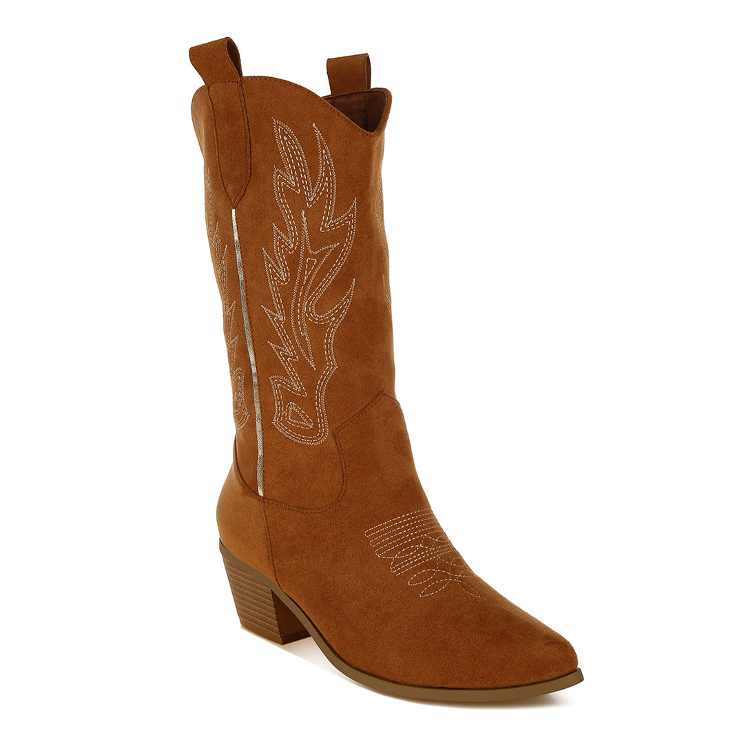 embroidery detail cowboy boots#color_tan