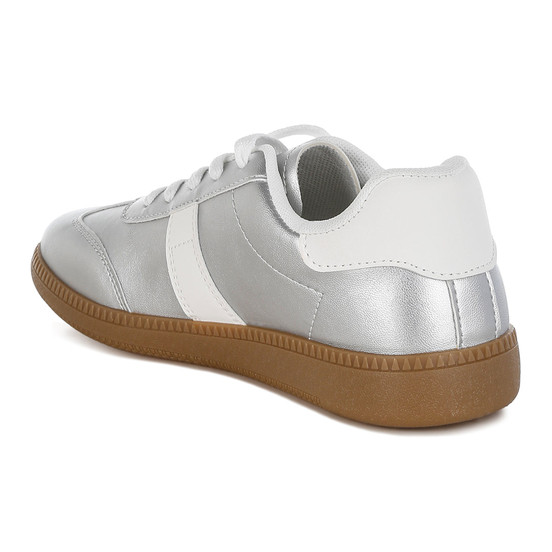 classic lace-up flatform sneaker#color_silver