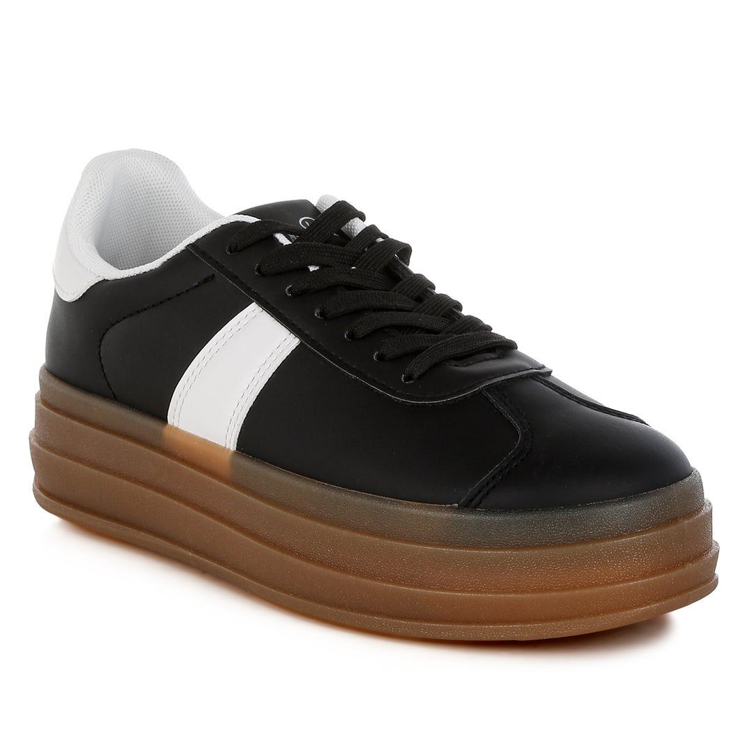 classic faux leather lace-up sneakers#color_black