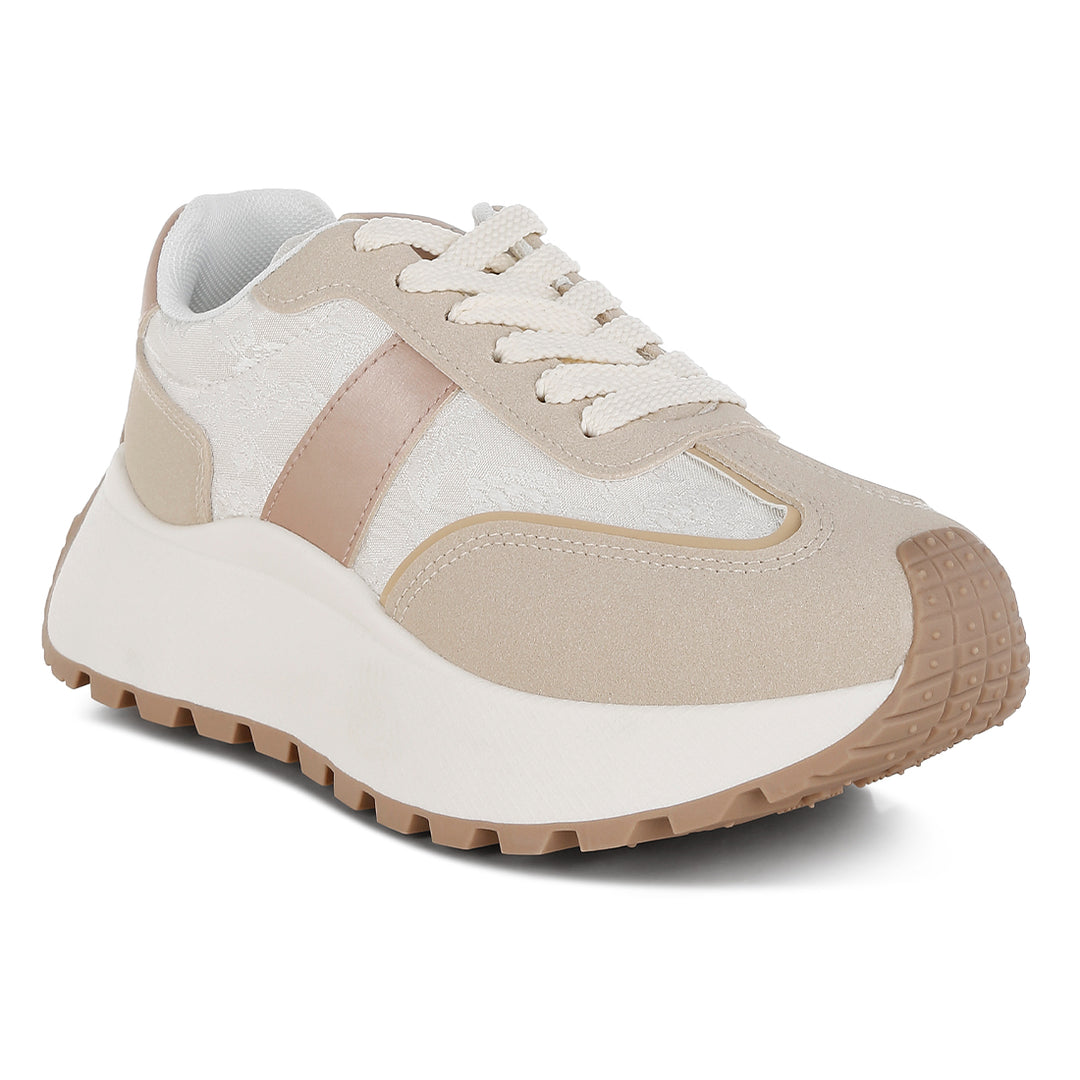 chunky anti-skid lace-up sneakers#color_beige