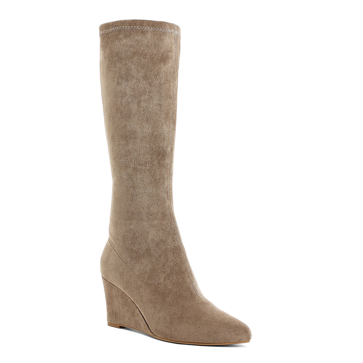 microfiber wedge heel boots#color_taupe