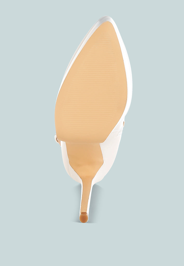 women metallic chain detail boots#color_white