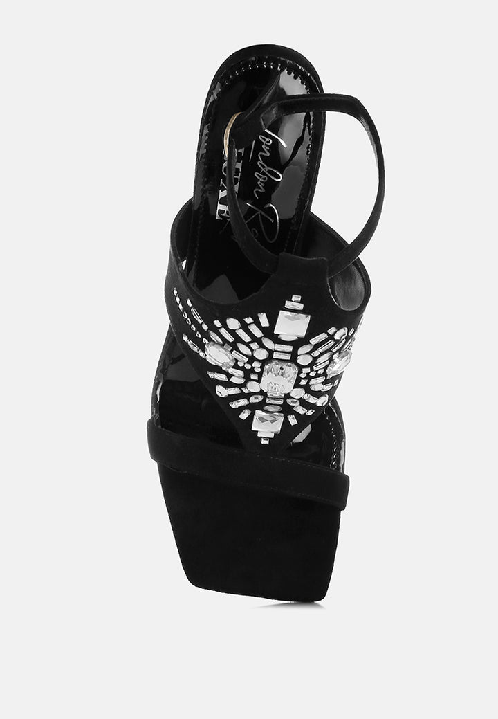 women jeweled shiny stiletto heels#color_black