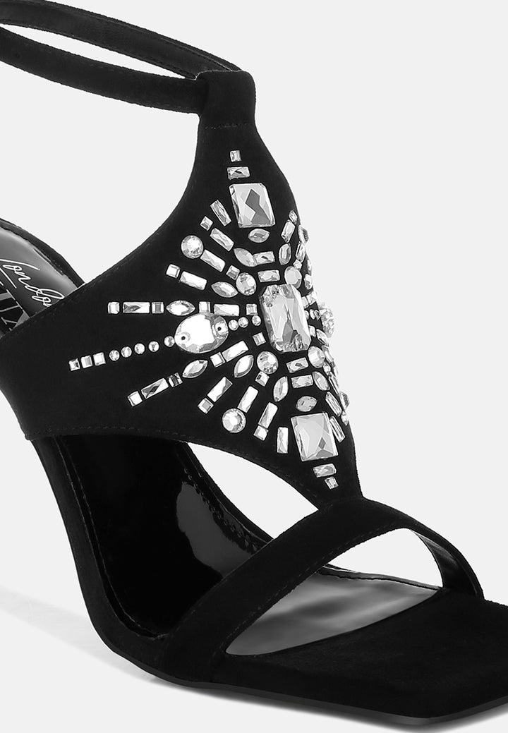 women jeweled shiny stiletto heels#color_black