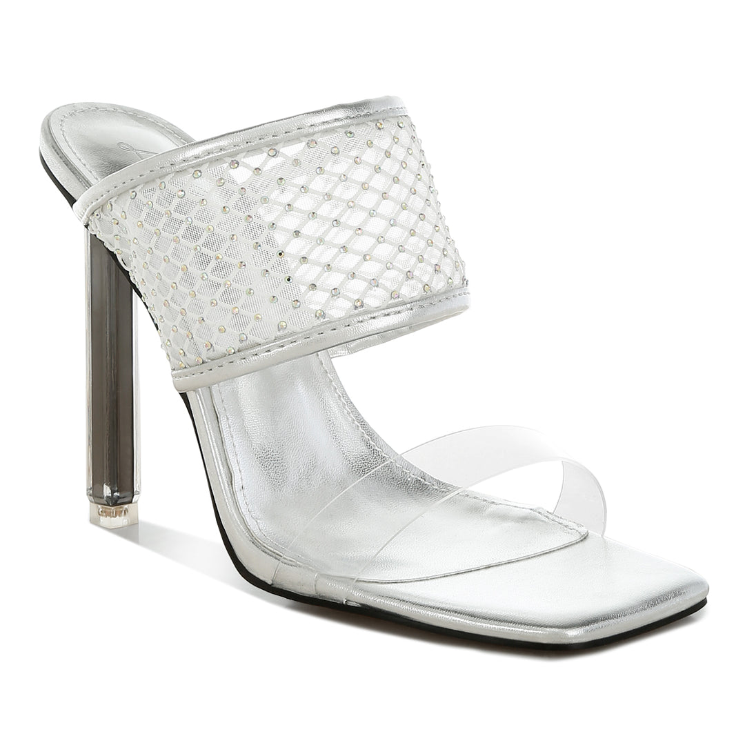 clear embellished square toe heels#color_silver