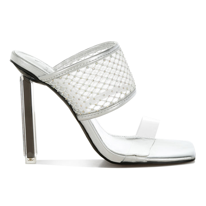 clear embellished square toe heels#color_silver
