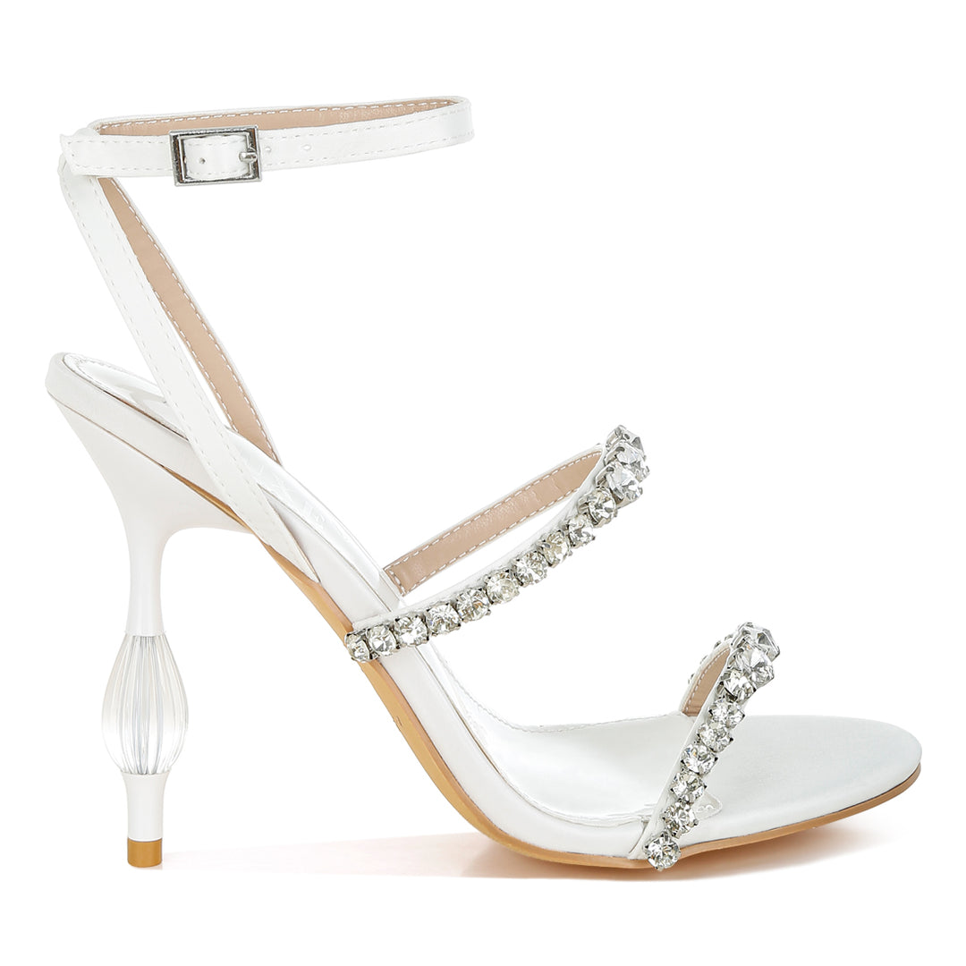women diamante embellished fantasy heel sandals#color_white