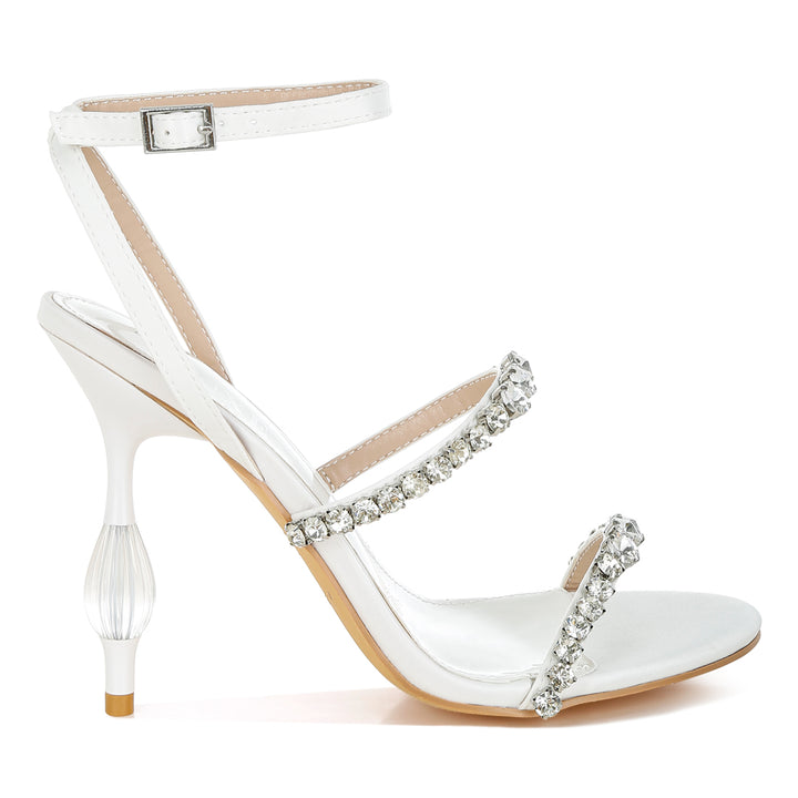 women diamante embellished fantasy heel sandals#color_white