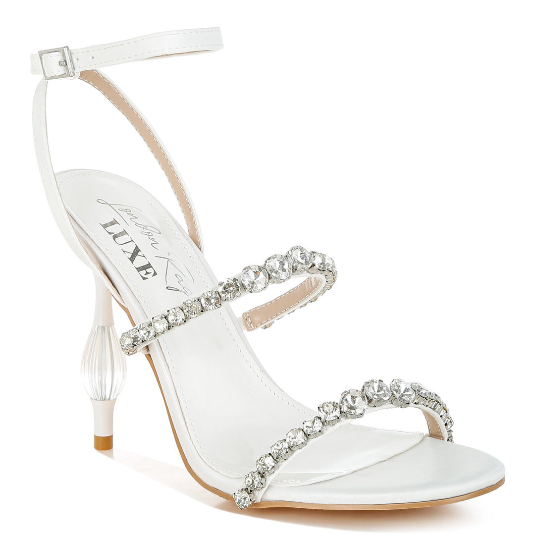 women diamante embellished fantasy heel sandals#color_white