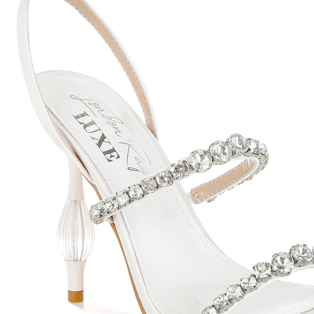 women diamante embellished fantasy heel sandals#color_white