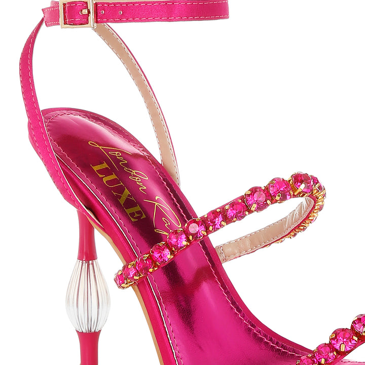 women diamante embellished fantasy heel sandals#color_fuschia