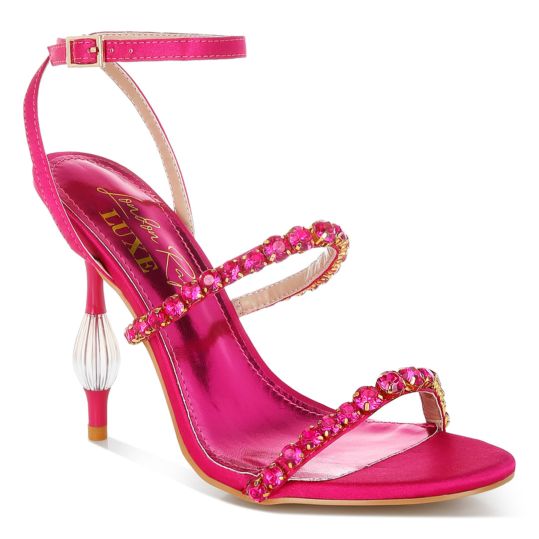 women diamante embellished fantasy heel sandals#color_fuschia