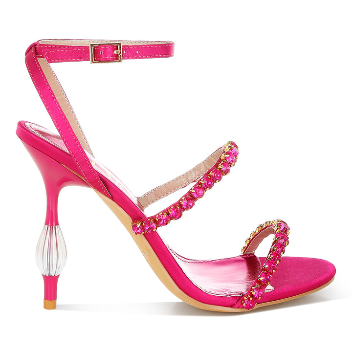 women diamante embellished fantasy heel sandals#color_fuschia