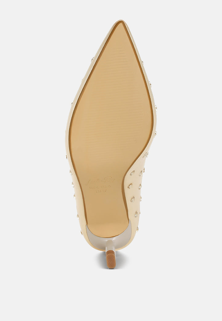 women heart-shaped rhinestones pumps#color_beige