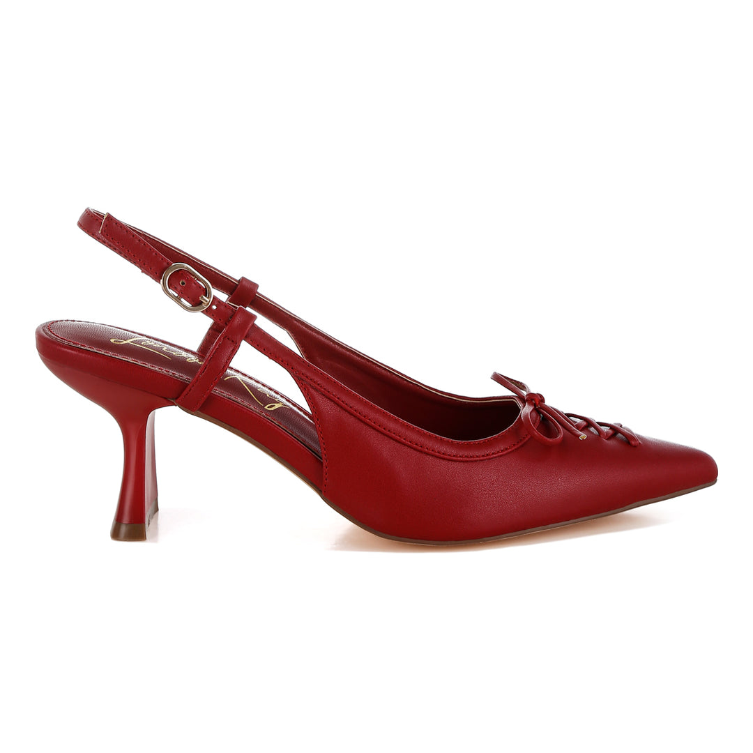 women kitten heel pointy slingbacks#color_red