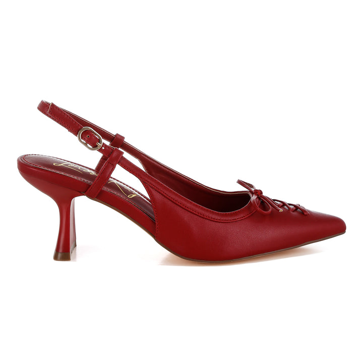women kitten heel pointy slingbacks#color_red