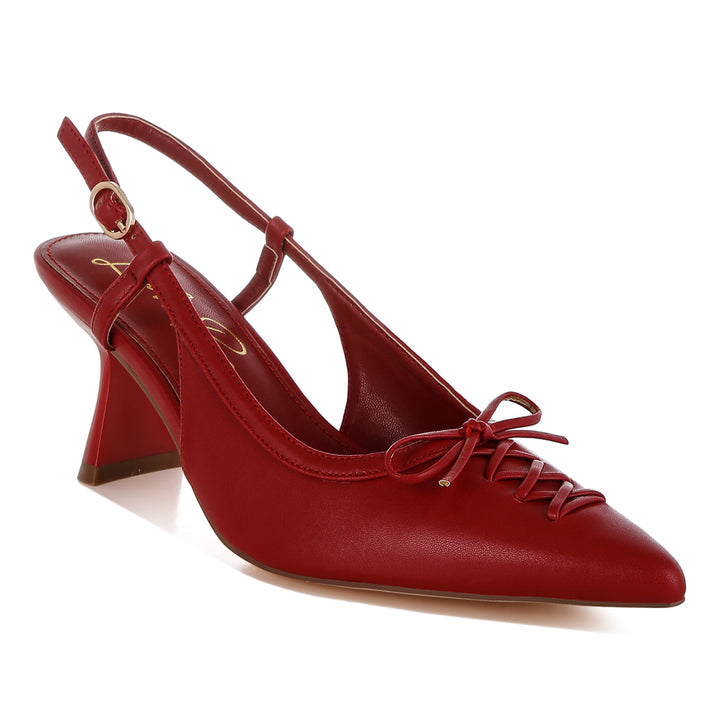 women kitten heel pointy slingbacks#color_red