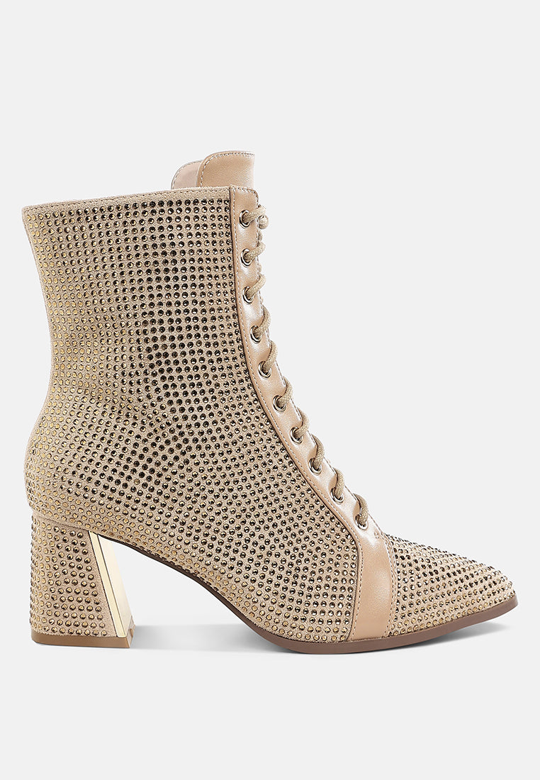 women rhinestone embellished ankle boots#color_beige
