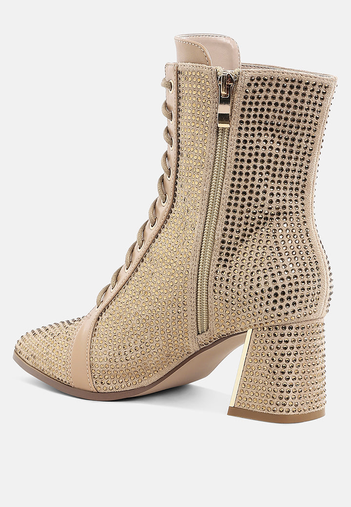women rhinestone embellished ankle boots#color_beige