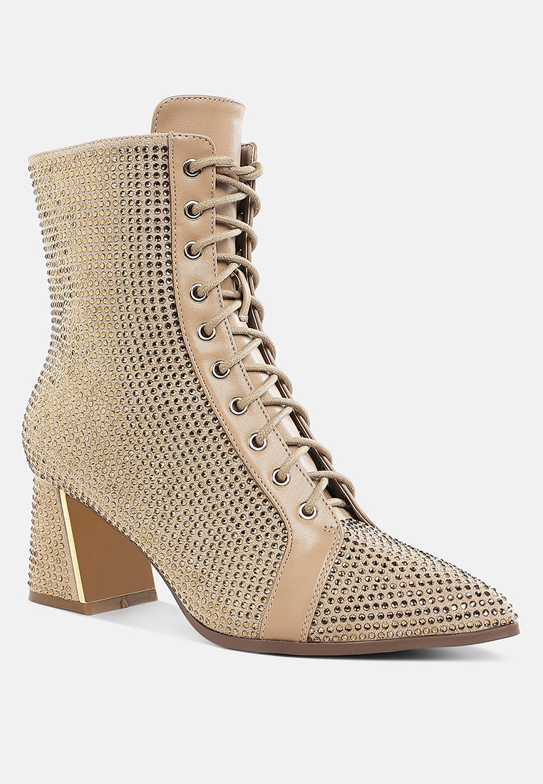 women rhinestone embellished ankle boots#color_beige