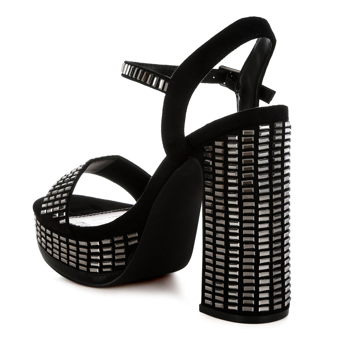 rhinestones embellished ankle strap heels#color_black