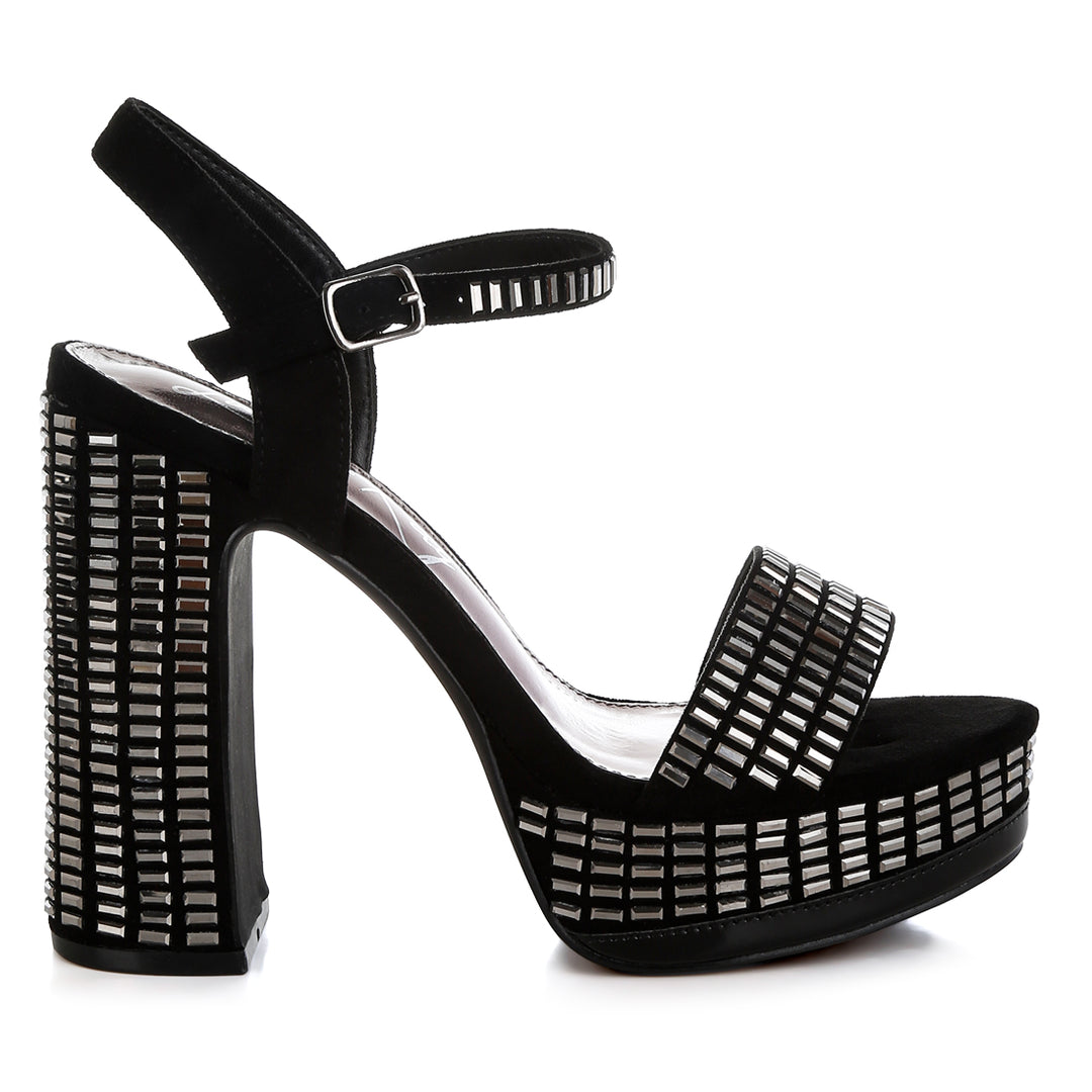 rhinestones embellished ankle strap heels#color_black