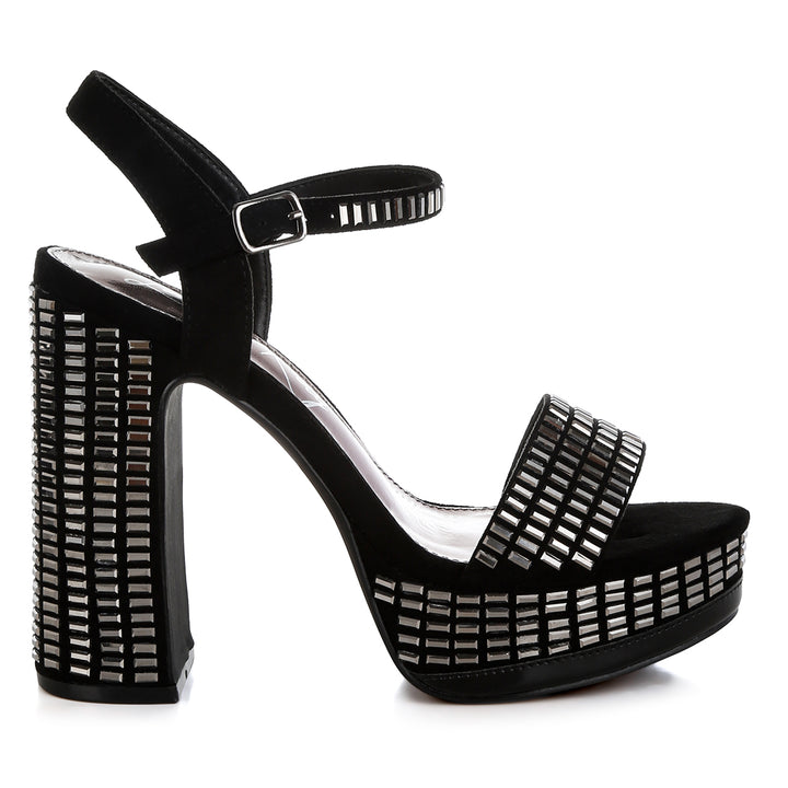 rhinestones embellished ankle strap heels#color_black