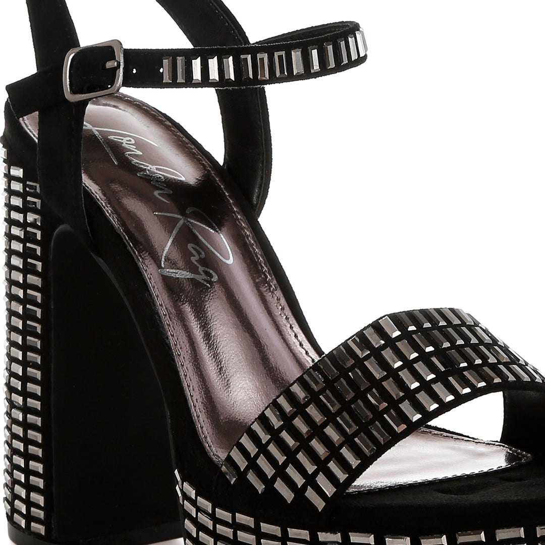 rhinestones embellished ankle strap heels#color_black