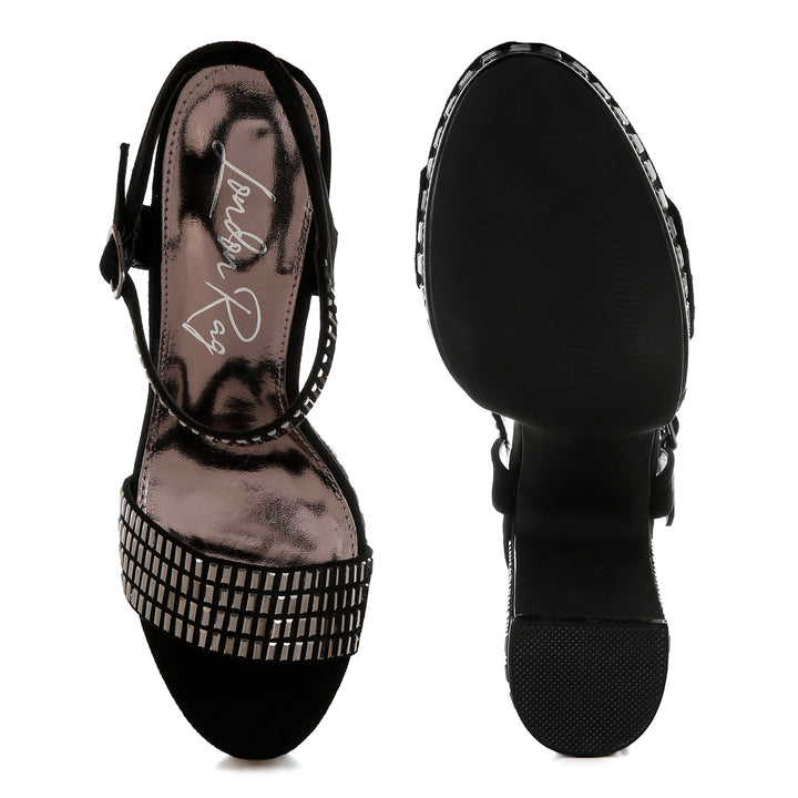 rhinestones embellished ankle strap heels#color_black