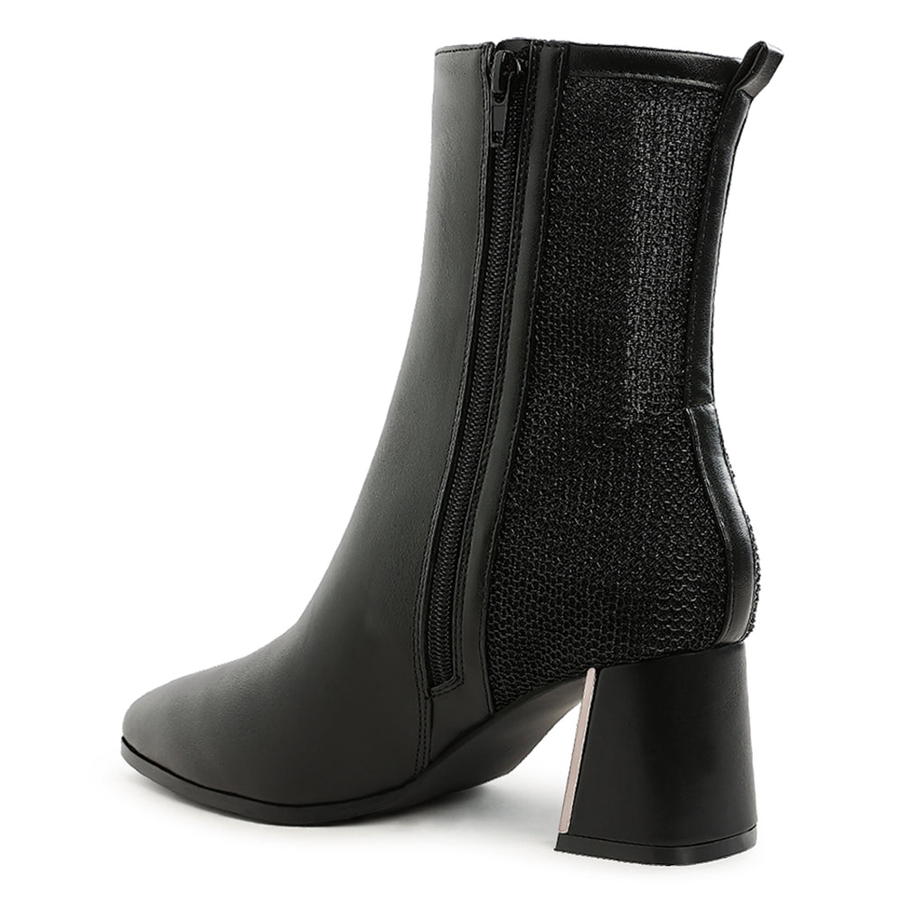 mesh detail pointy ankle boots#color_black