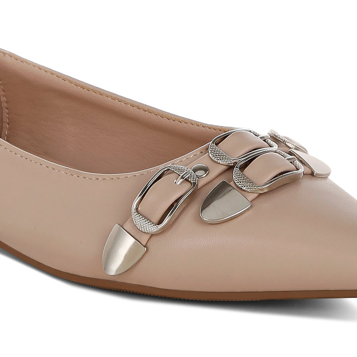 belt buckle detail ballerinas#color_beige