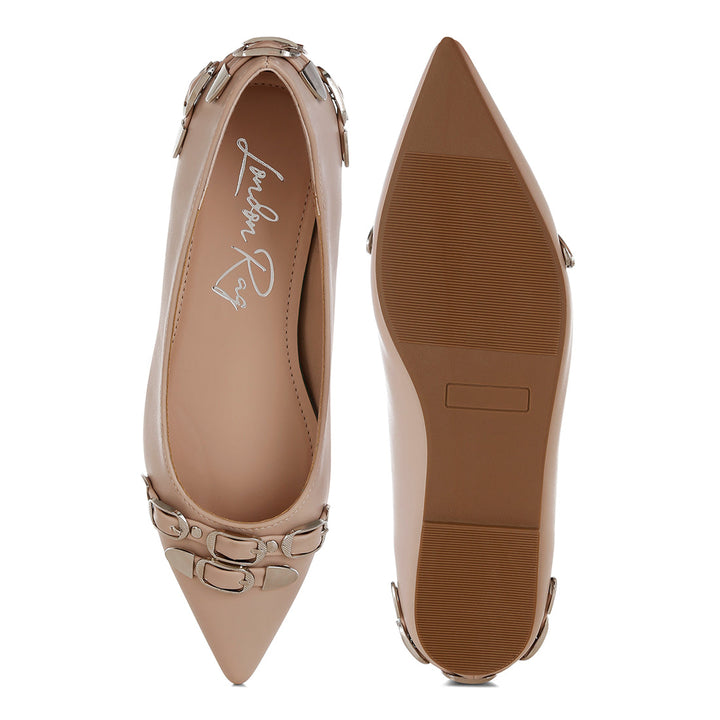 belt buckle detail ballerinas#color_beige