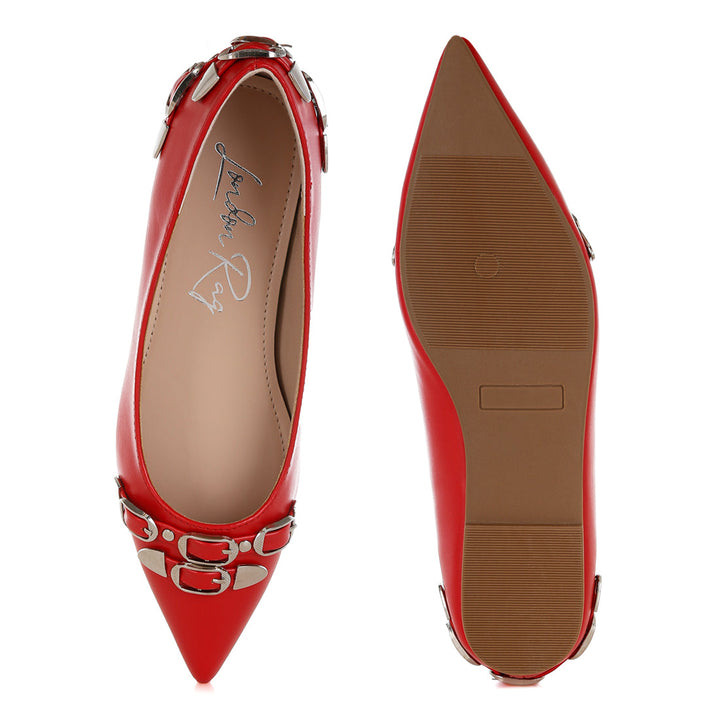 belt buckle detail ballerinas#color_red