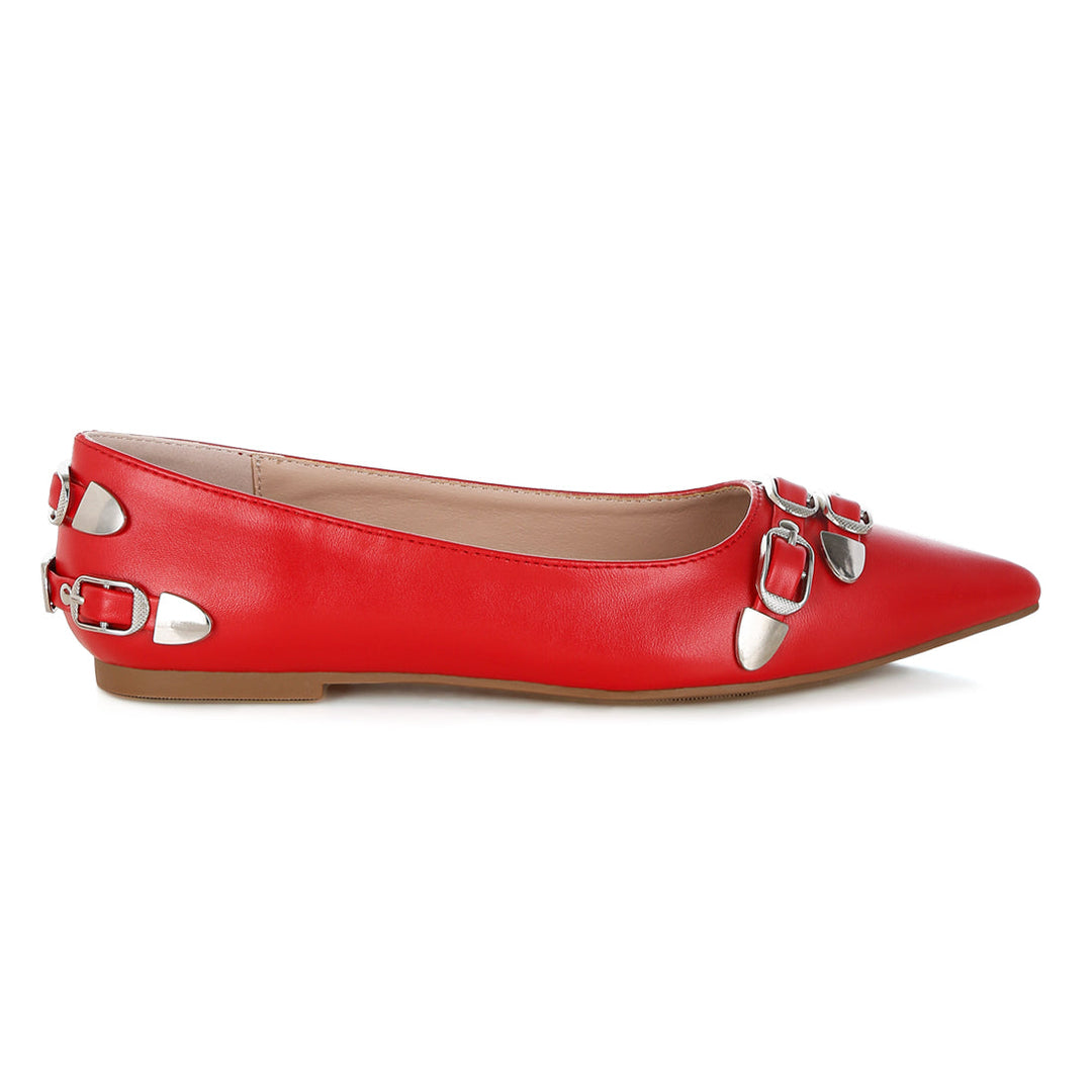 belt buckle detail ballerinas#color_red