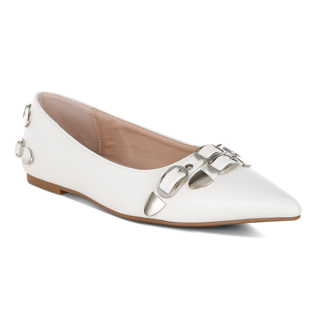 belt buckle detail ballerinas#color_white