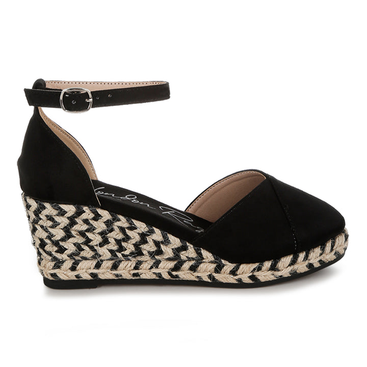 women wedge heel espadrilles sandals#color_black