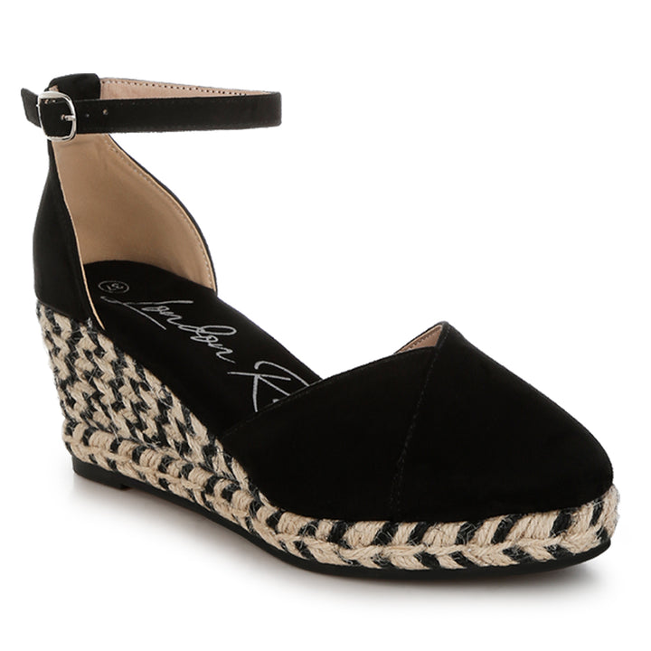 women wedge heel espadrilles sandals#color_black