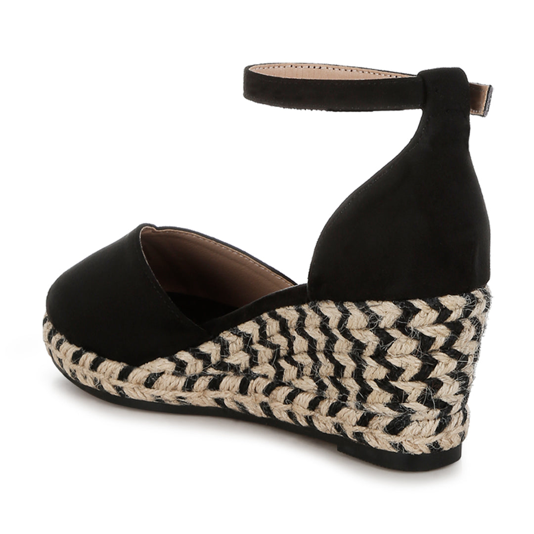women wedge heel espadrilles sandals#color_black