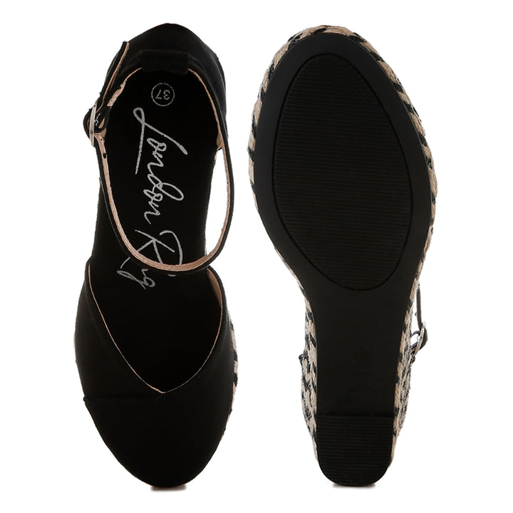 women wedge heel espadrilles sandals#color_black