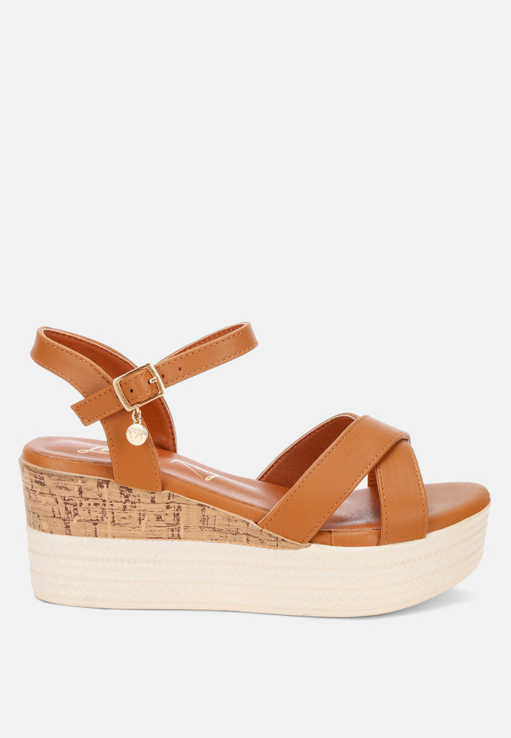 Women Zinny Buckle Strap Contrast Heel Wedges