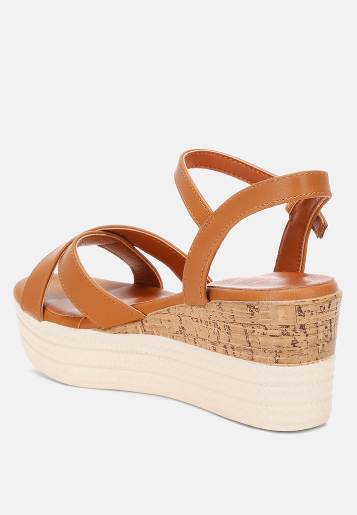 Women Zinny Buckle Strap Contrast Heel Wedges