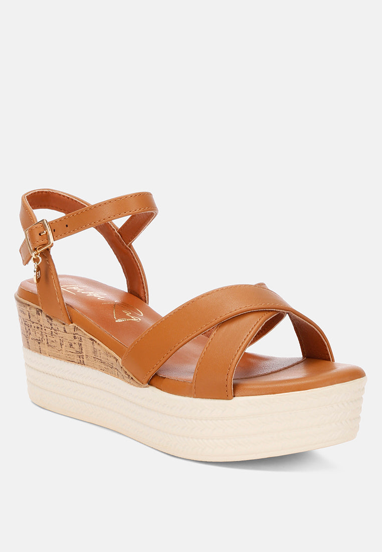 Women Zinny Buckle Strap Contrast Heel Wedges