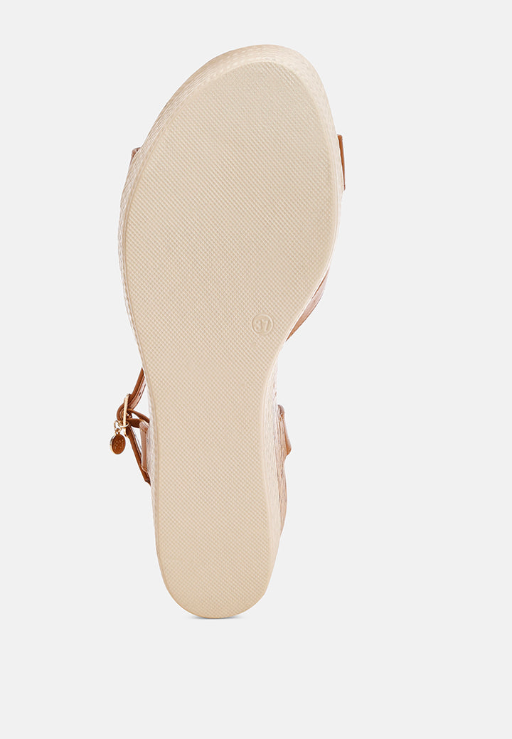 Women Zinny Buckle Strap Contrast Heel Wedges